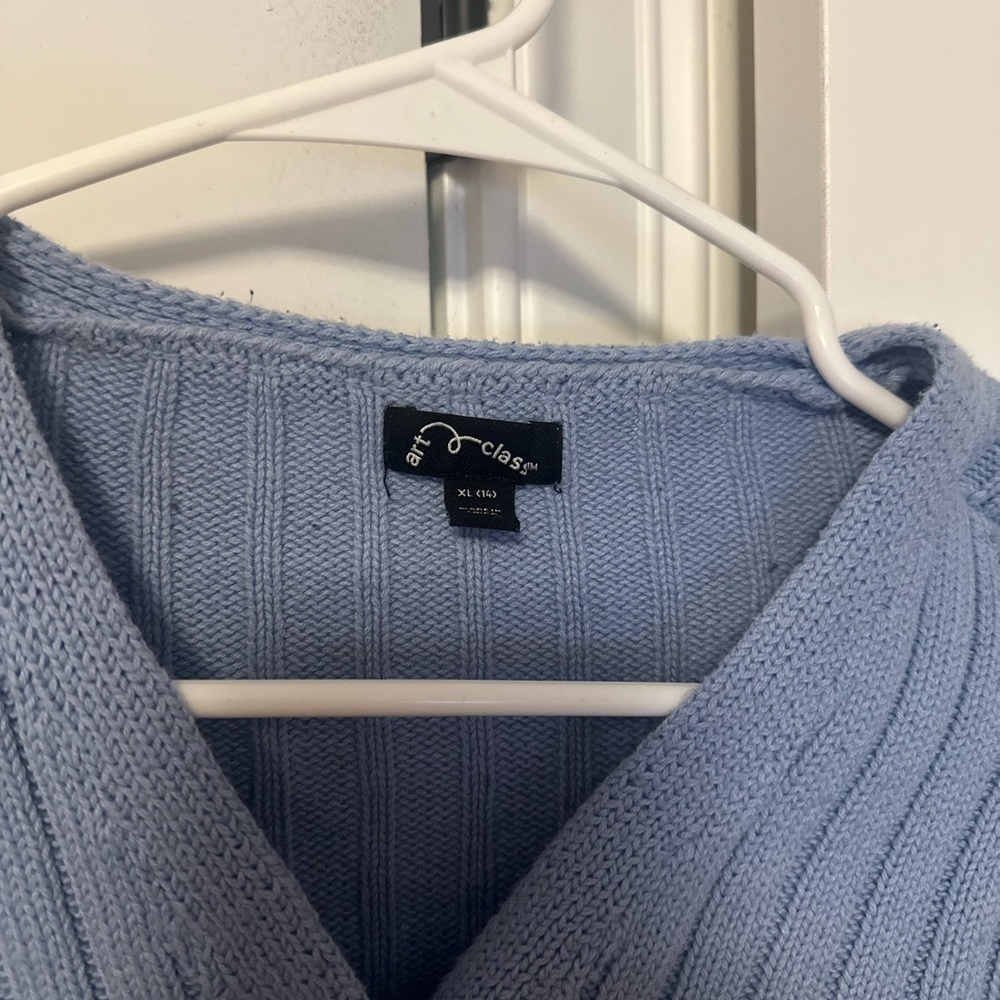 Art Class Light Blue Ribbed Cardigan - Picture 6 of 7